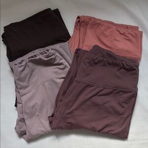 Bundle of 4 Satina Leggings One Size Brown Lavender Rose Puce